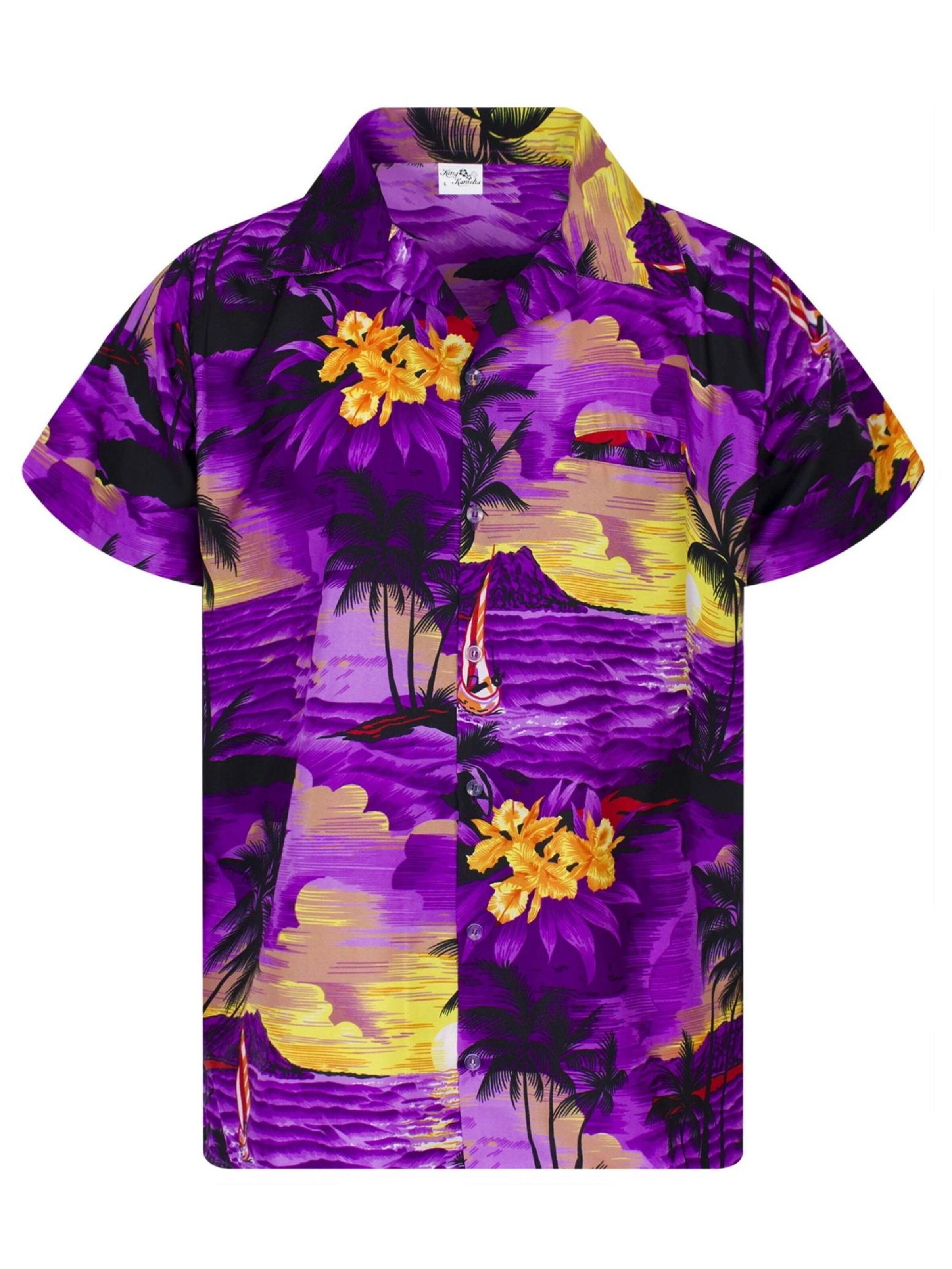 King Kameha Shirt 'Surf'‌‌‌‌‌‌‌‌‌‌ in Lila: Vorderseite