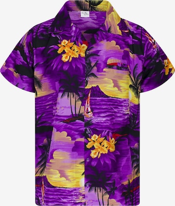 King Kameha Shirt 'Surf' in Purple: front