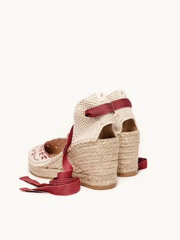 Sandalo 'Alpargata Cuña 7 cm' di Alhamas in rosso