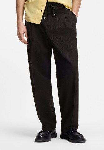 HUGO Slim fit Pleat-Front Pants ' Tari ' in Black: front