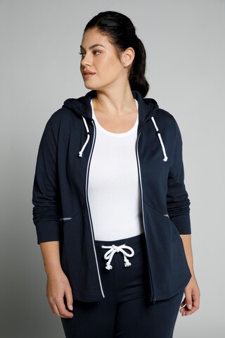 Ulla Popken Zip-Up Hoodie in Blue: front