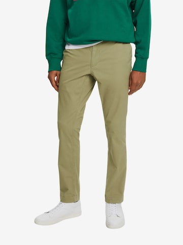 Coupe slim Pantalon chino ESPRIT en vert : devant