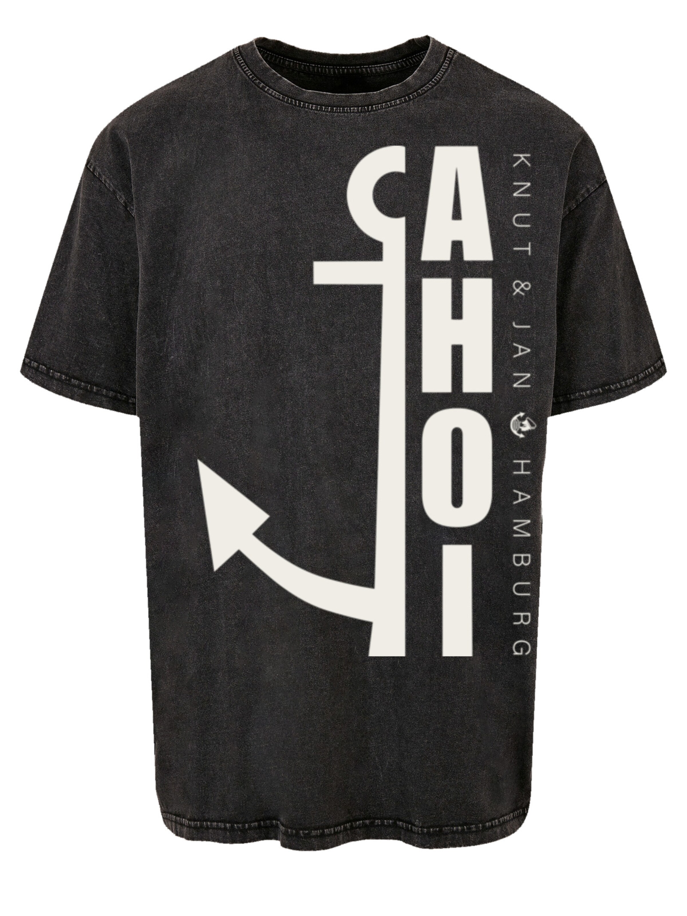 F4NT4STIC T-Shirt 'Ahoi Anker Knut & Jan Hamburg' in Schwarz: Vorderseite