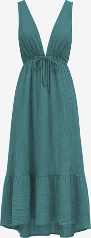 Robe 'Sleeveless Dress in Textured Cotton with Deep V Neck' Haris Cotton en vert : devant