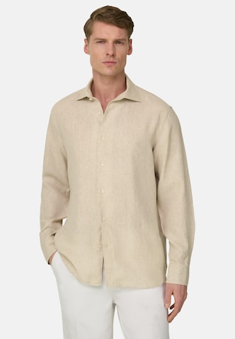 Boggi Milano Regular fit Overhemd in Beige: voorkant