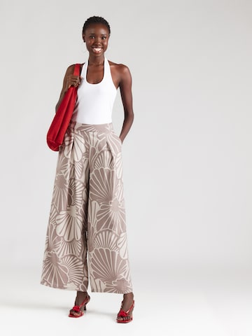 Sublevel - Pierna ancha Pantalón plisado en marrón