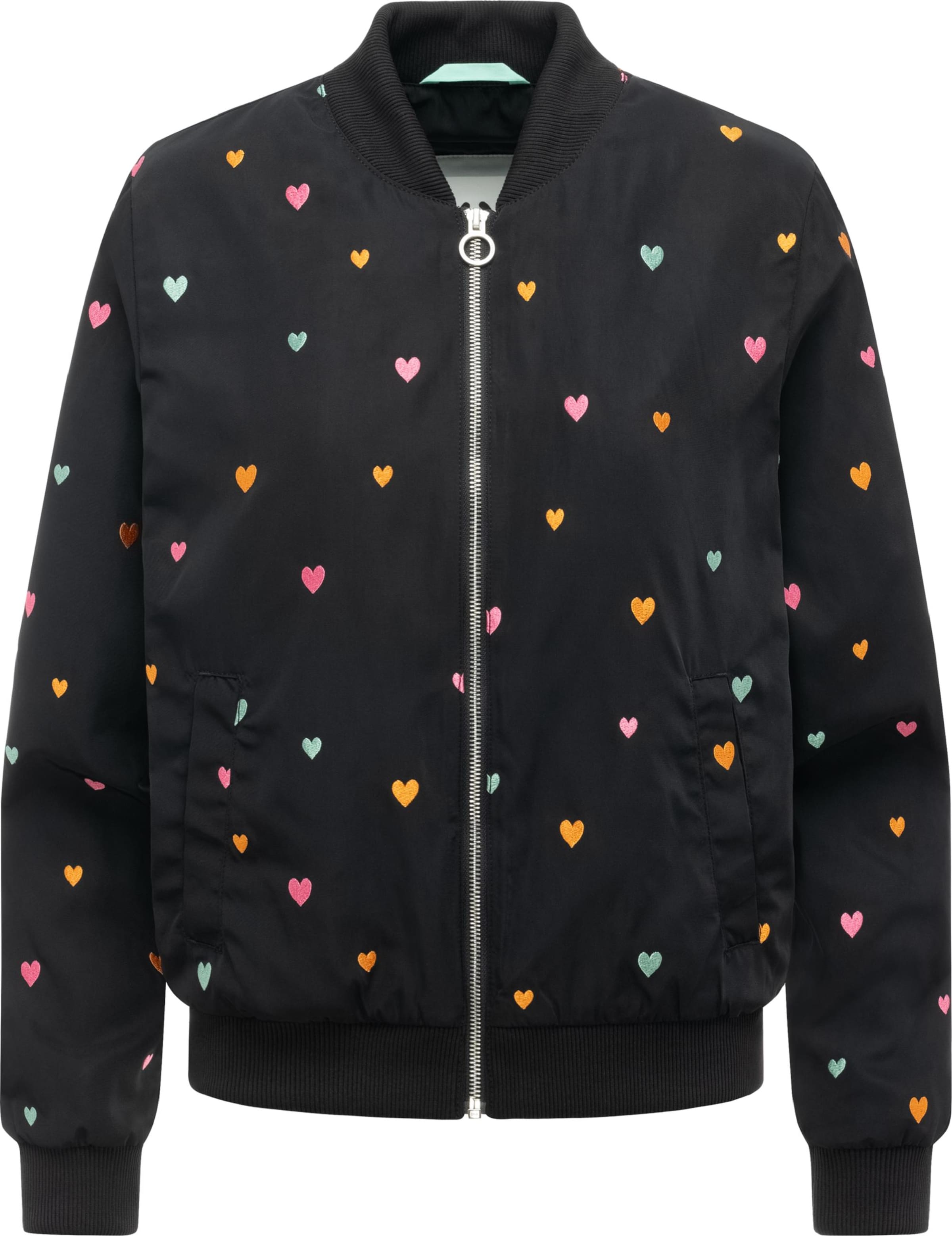 Ragwear Tussenjas ' Lunara Hearts ' in Zwart: voorkant