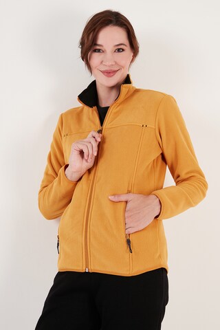 LELA Fleece Jacket 'Vlies' in Yellow: front