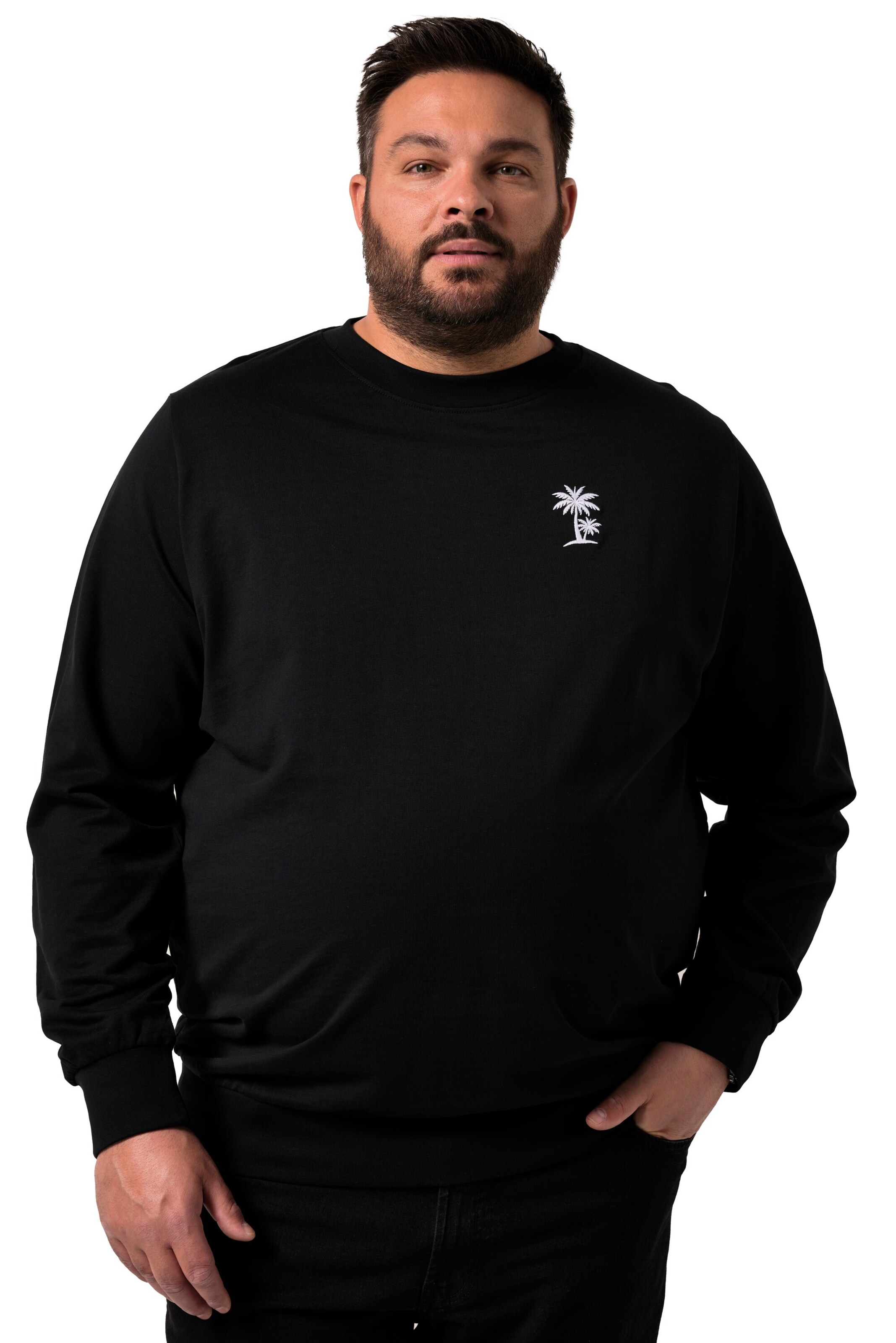Men Plus Sweatshirt in Schwarz: Vorderseite