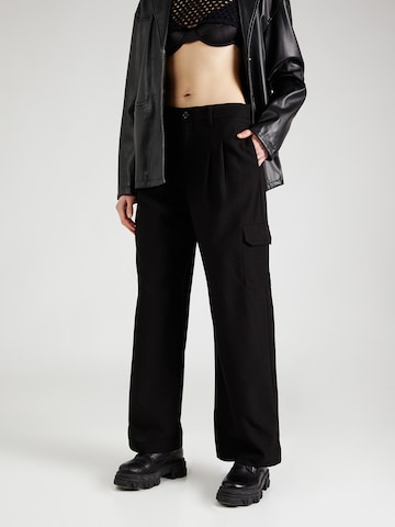 Gina TricotWide Leg/ Široke nogavice Cargo hlače - crna boja: prednji dio
