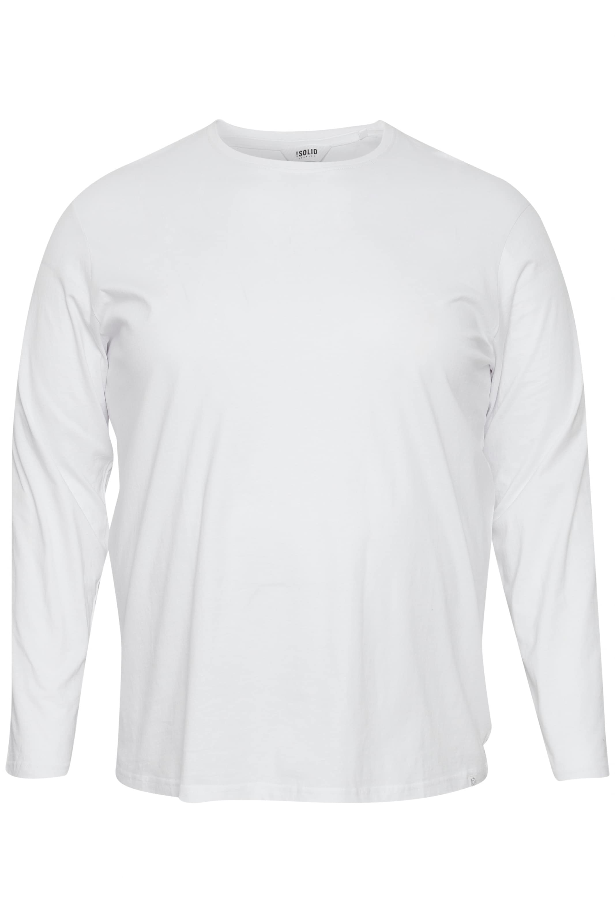 !Solid Langarmshirt Big & Tall in Weiß: Vorderseite