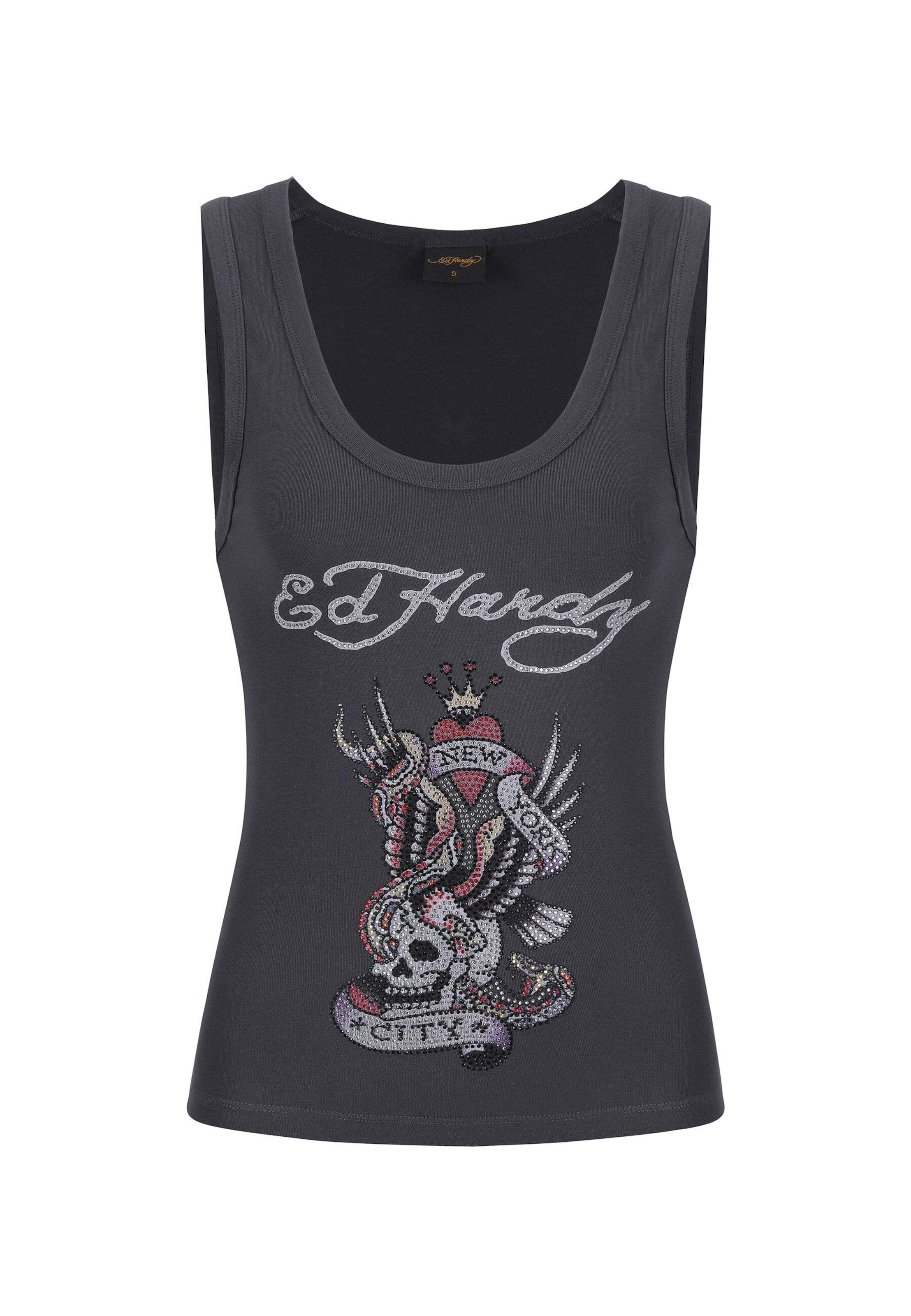 Haut 'New York City' Ed Hardy en gris : devant