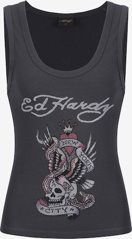 Top 'New York City' de la Ed Hardy pe gri: față