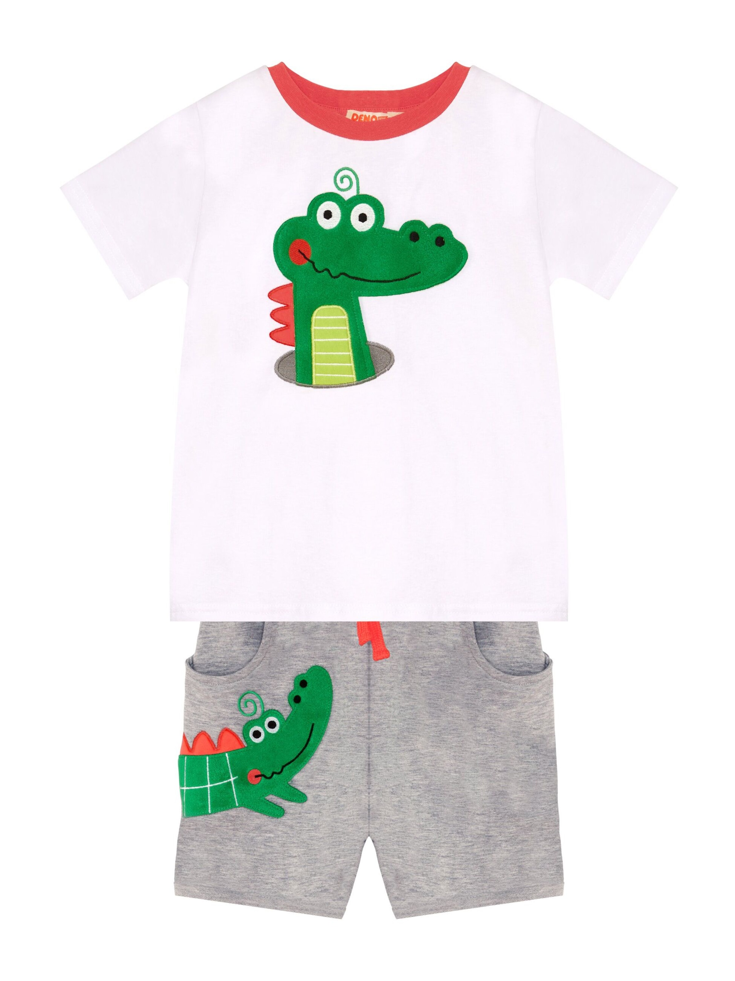 Denokids Trainingspak 'Crocodile' in Wit: voorkant