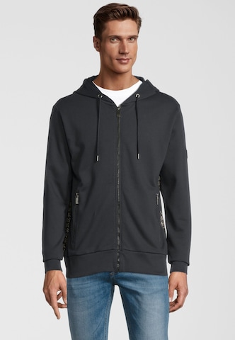 Steffen Klein Zip-Up Hoodie in Black: front