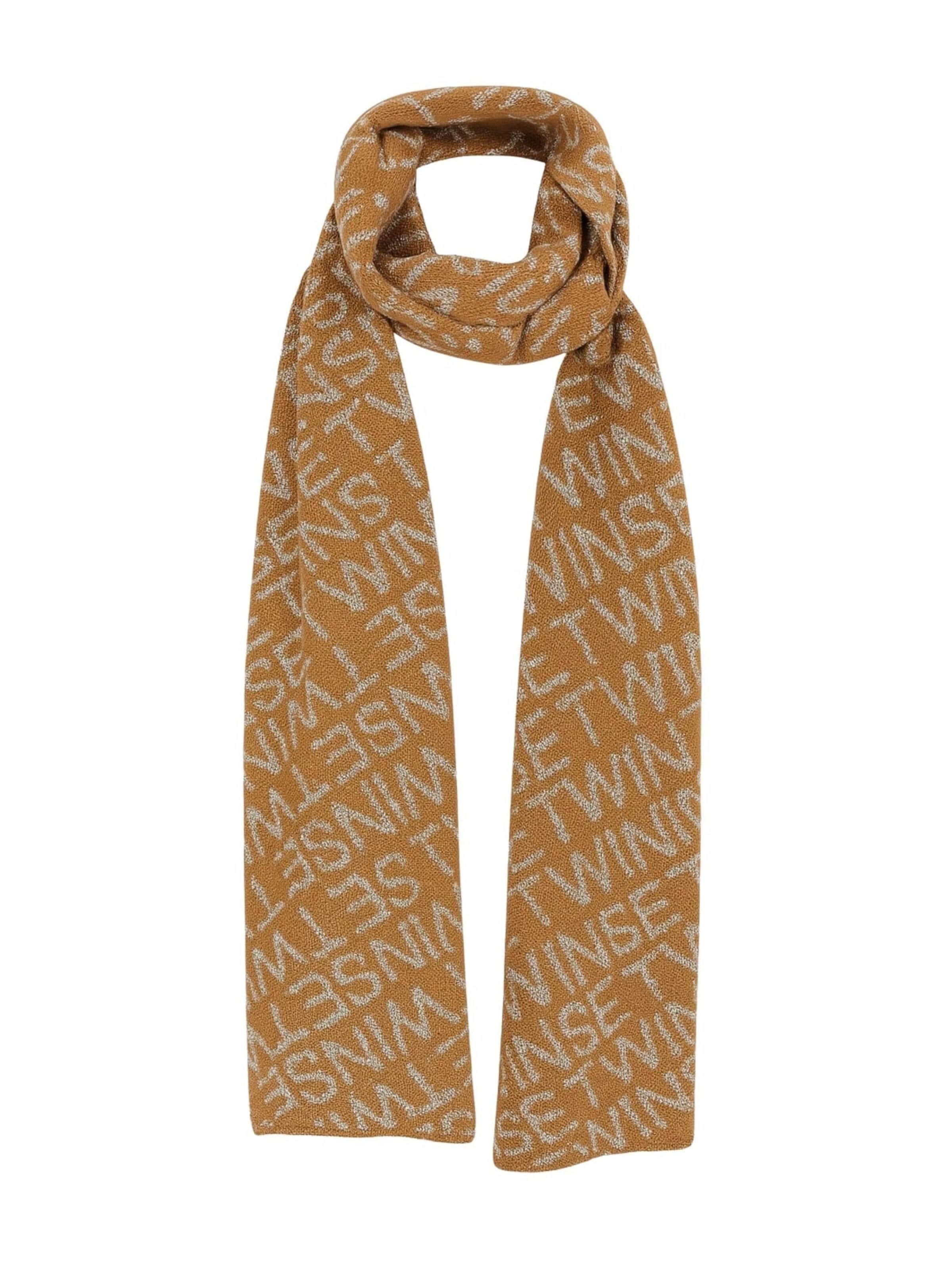 Twinset Szalik 'scarf with all-over logo' w kolorze złoty