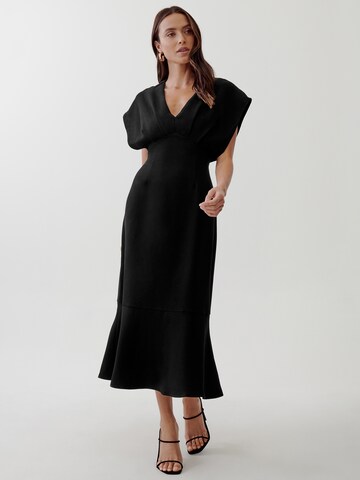 Robe 'EMANI' Tussah en noir : devant