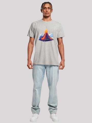 F4NT4STIC Shirt 'Volcano Eruption Illustration' in Grey