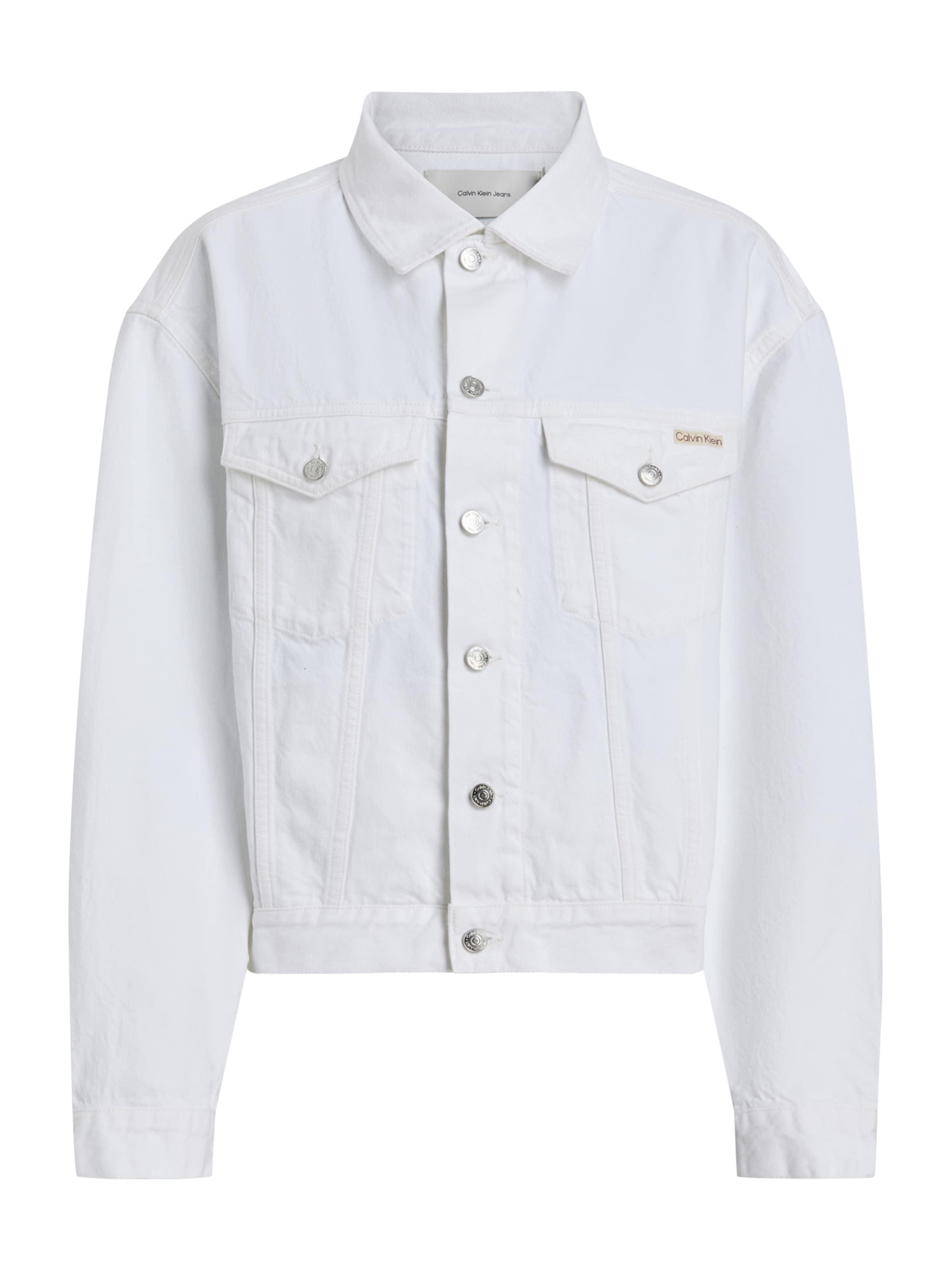 Calvin Klein Jeans Φθινοπωρινό και ανοιξιάτικο μπουφάν σε λευκό: μπροστά