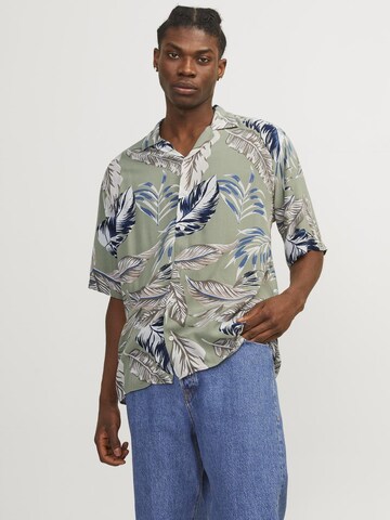 JACK & JONES Comfort fit Button Up Shirt 'JJEJEFF' in Green: front