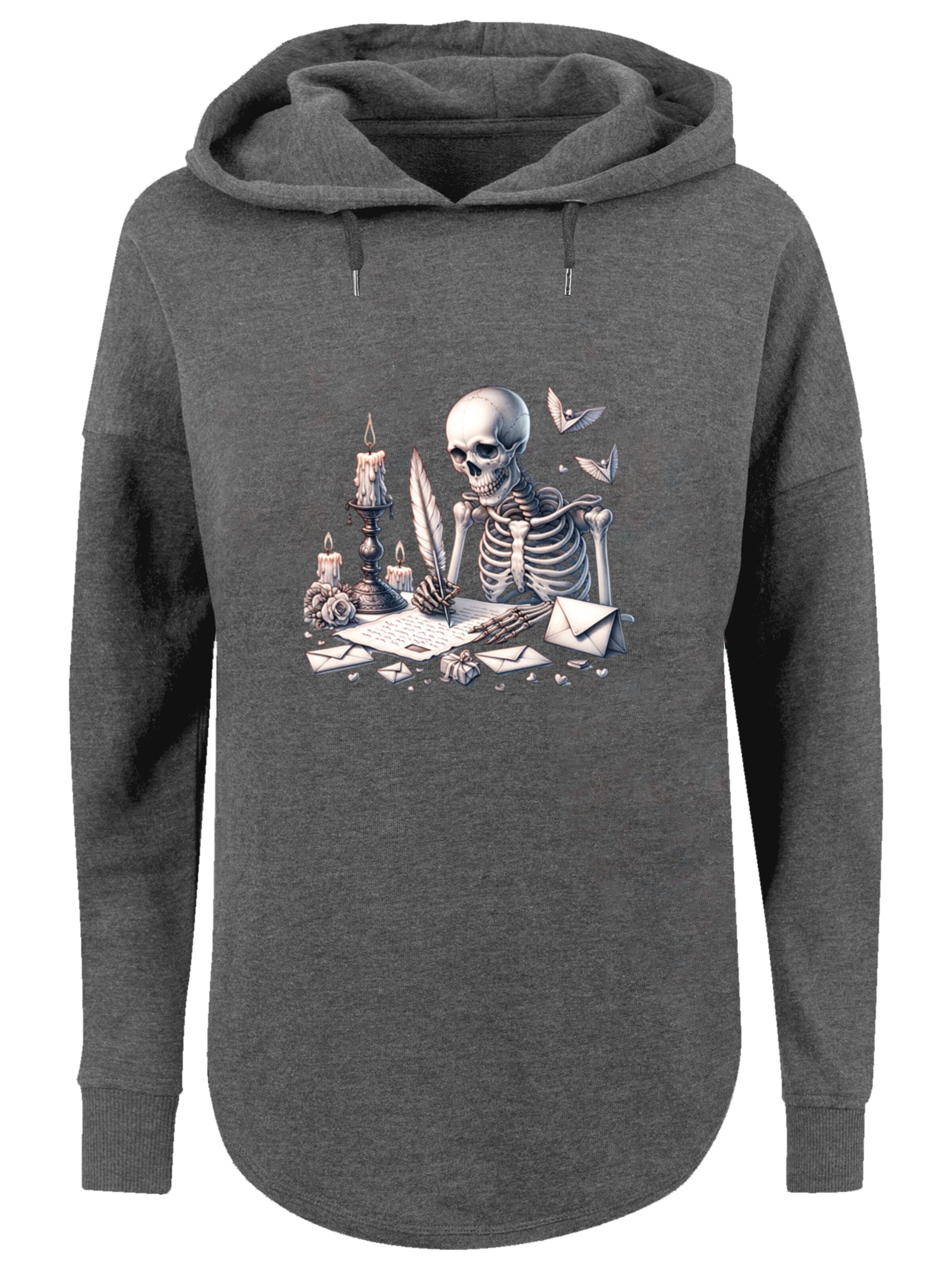 F4NT4STIC Sweatshirt 'Skelett Liebesbrief Valentinstag' in Grey: front