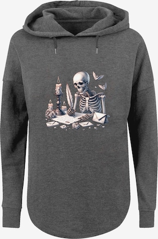 Sweat-shirt 'Skelett Liebesbrief Valentinstag' F4NT4STIC en gris : devant