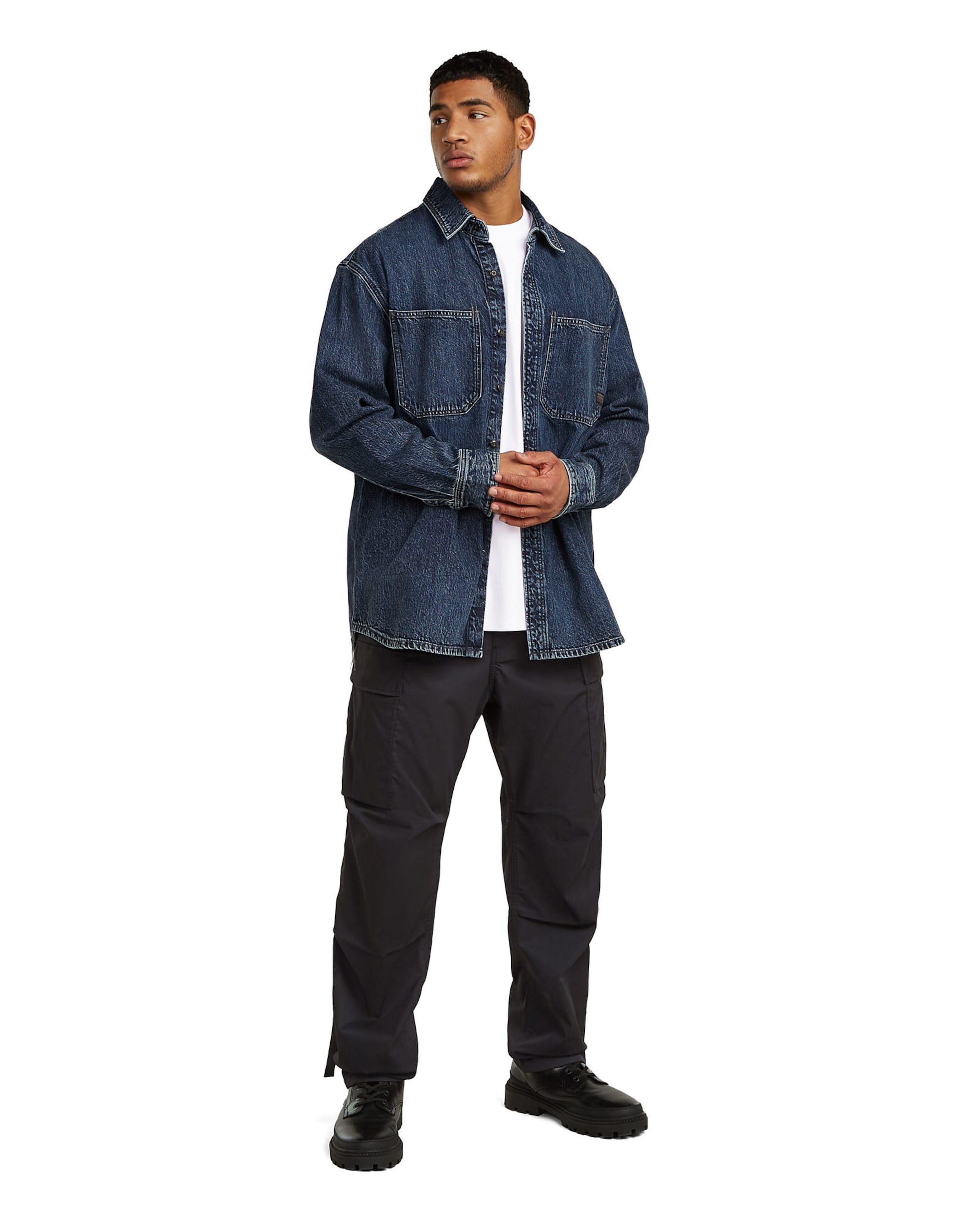 G-STAR Comfort fit Button Up Shirt 'Relaxed 2-Pocket Shirt' in Blue