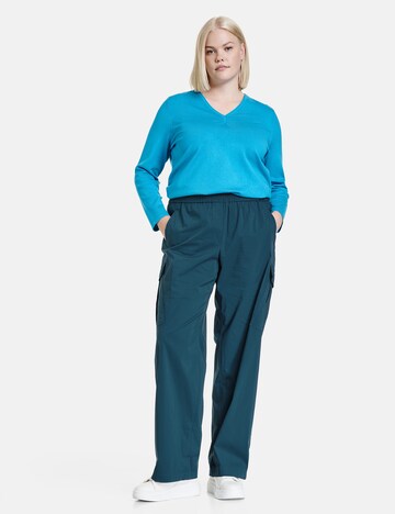 SAMOON Wide Leg Cargohose in Blau