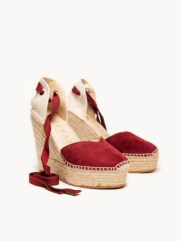 Sandalo 'Alpargata Cuña 12 cm' di Alhamas in rosso