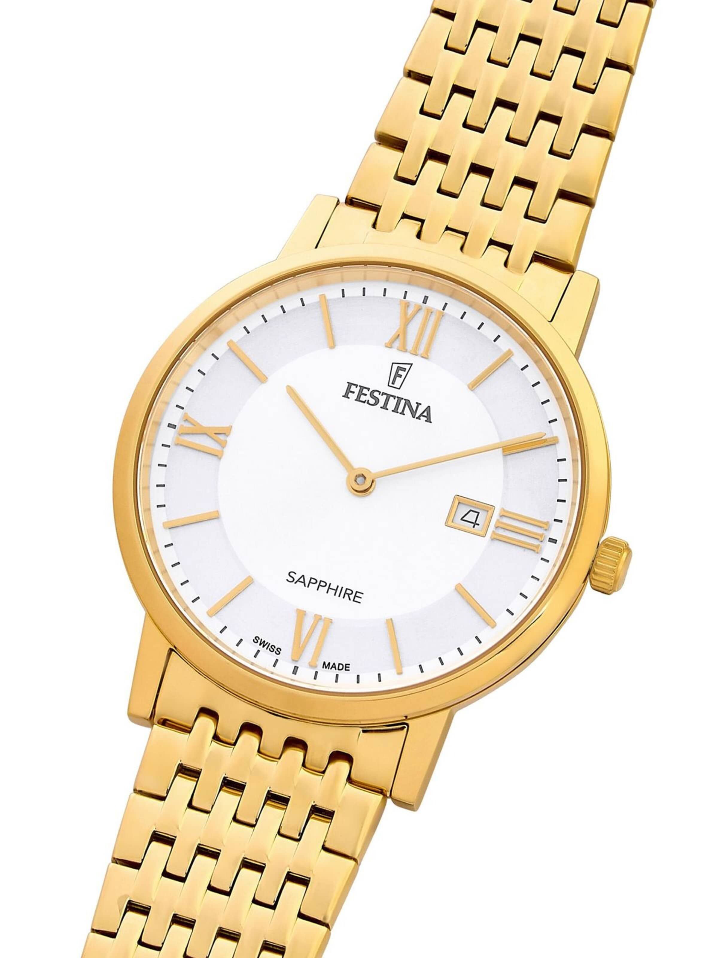 FESTINA Zegarek analogowy 'Watch Classiques Acier Swiss Made' w kolorze srebrny