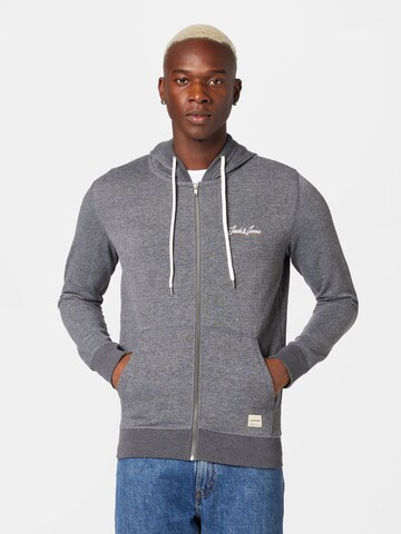 JACK & JONES Zip-Up Hoodie in Grey: front