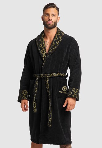 Carlo Colucci Long Bathrobe 'Raffaele' in Black: front