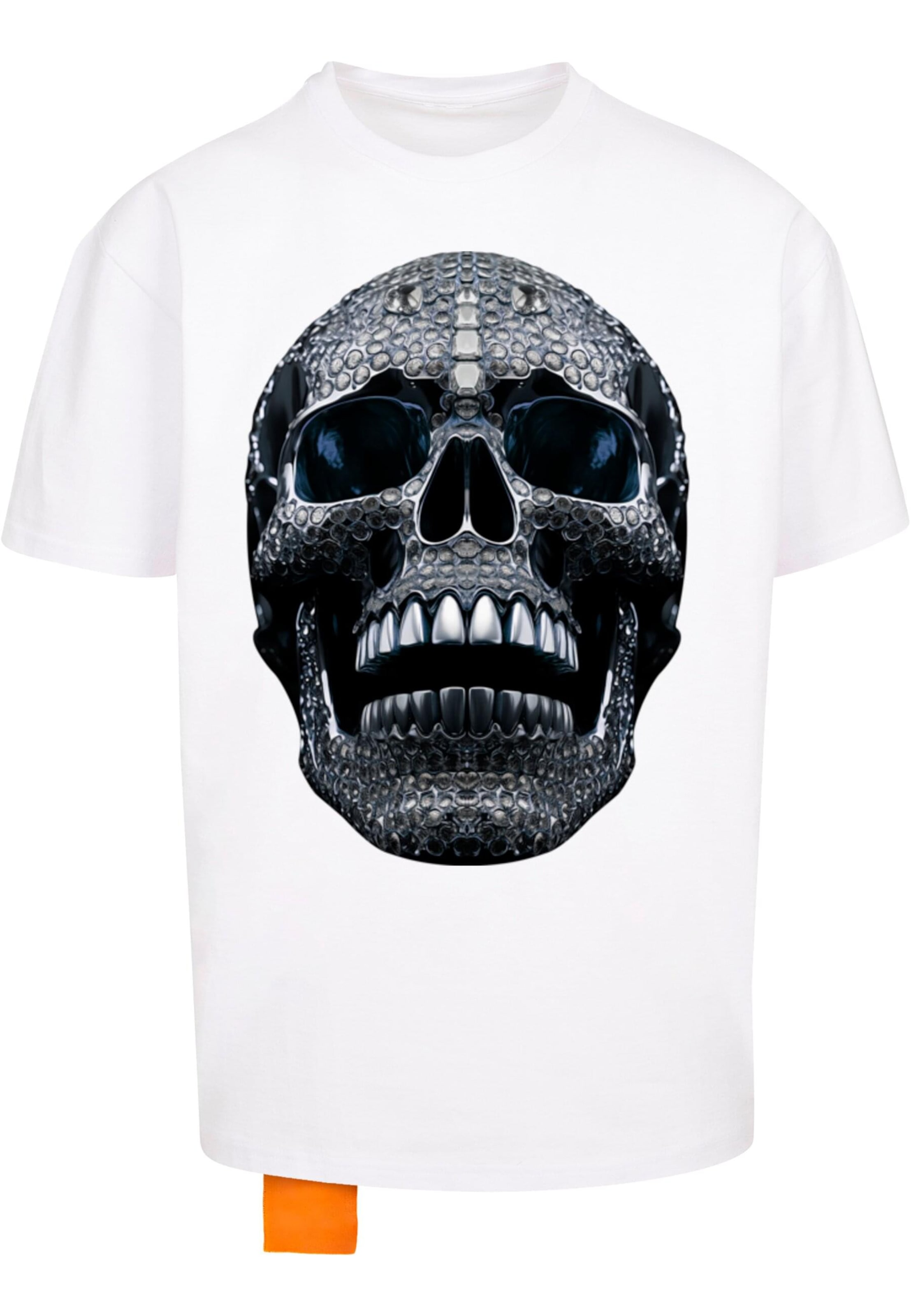Forgotten Faces T-shirt 'Diamond Skull' i vit: framsida