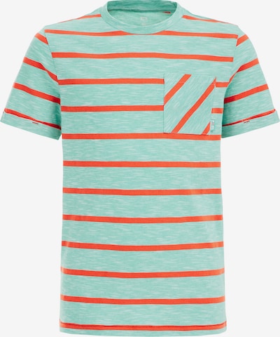 WE Fashion T-Shirt en bleu cyan / rouge orangé, Vue avec produit