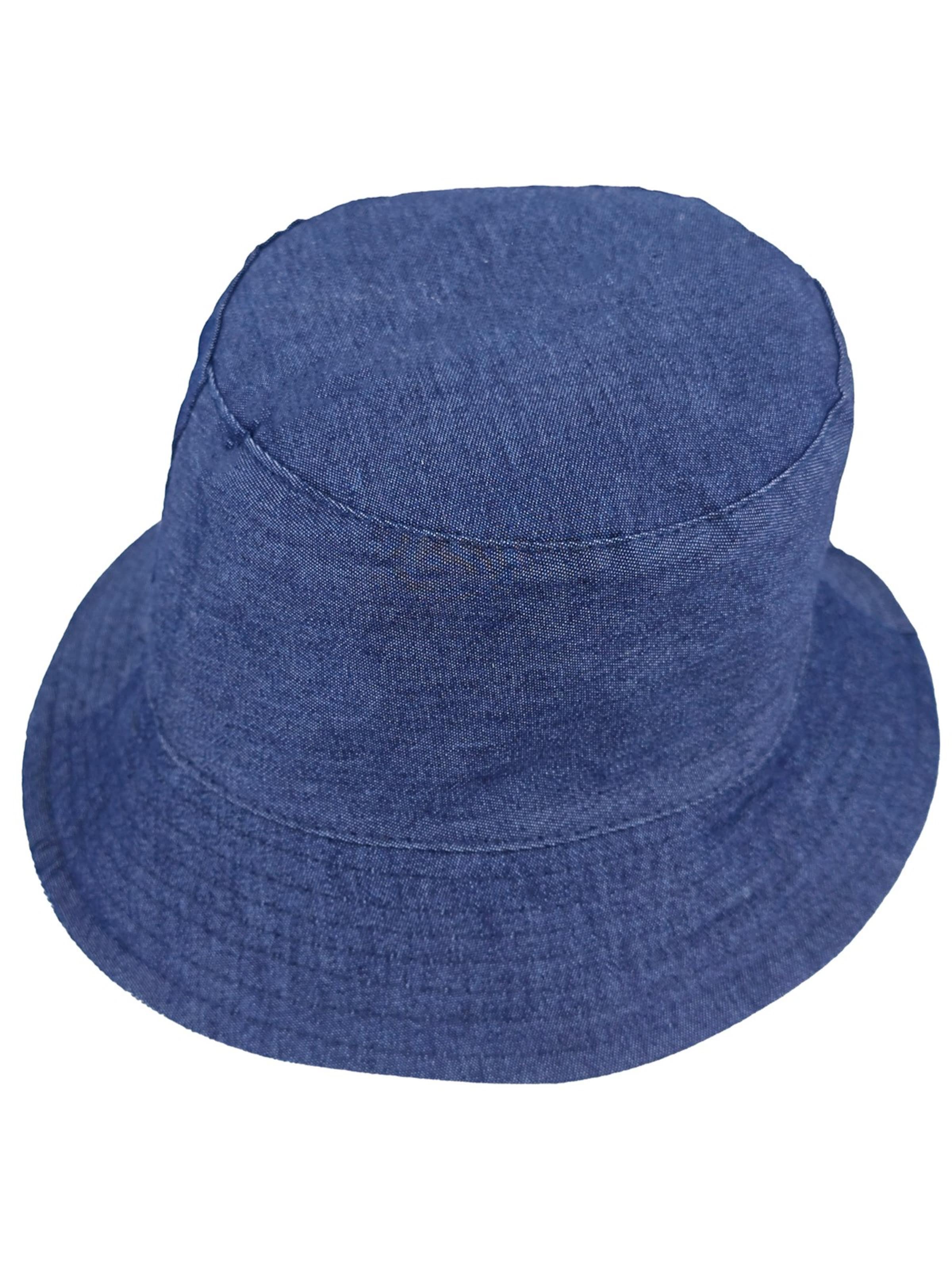 styleBREAKER Hat '2-in-1 Denim Fischerhut mit Leoparden Muster' in Blue