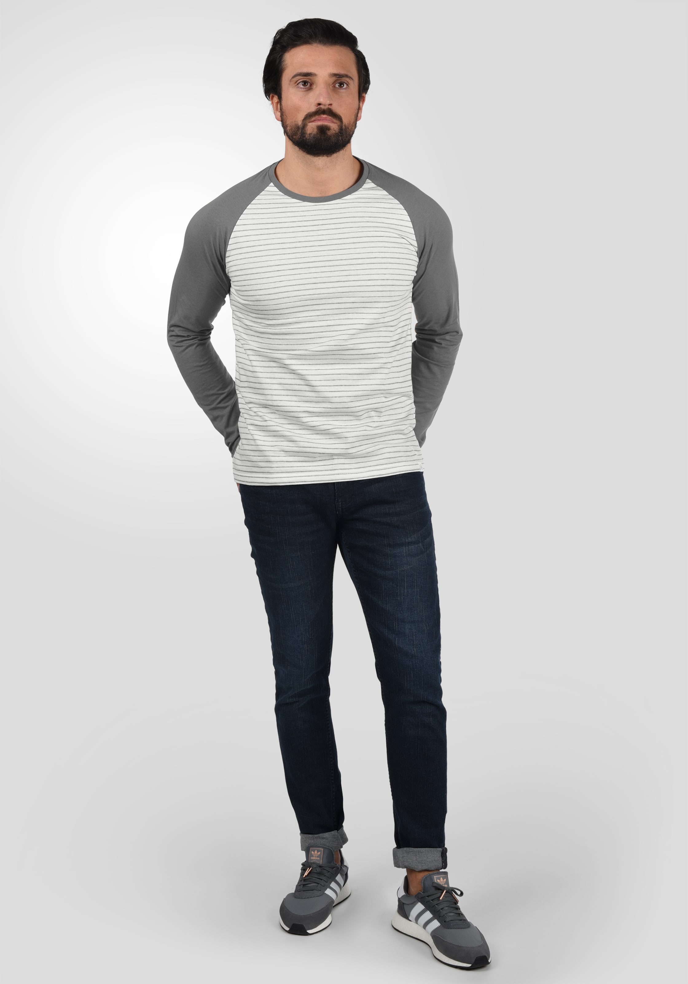 Männer Shirts  Solid Langarmshirt 'Stepan' in Grau - CH19898