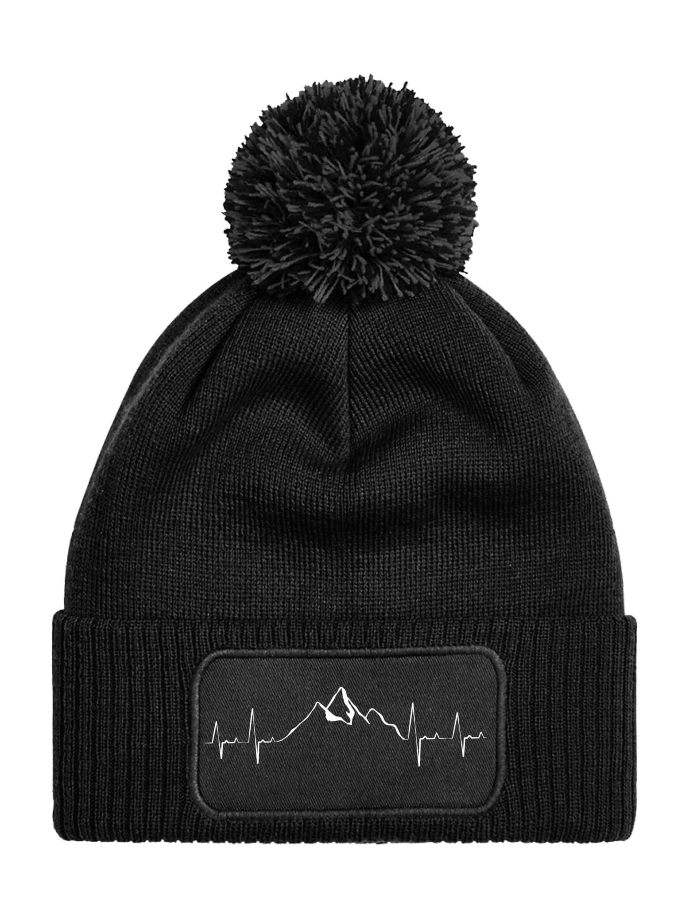 Youth Designz Mütze 'Heartbeat Mountain'‌‌‌‌‌‌ in Schwarz: Vorderseite