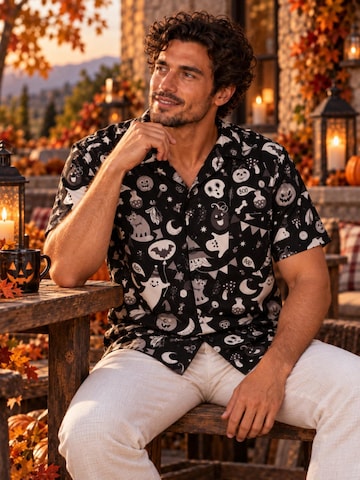 King Kameha Shirt 'Helloween Pumpkin Ghost' in Grijs