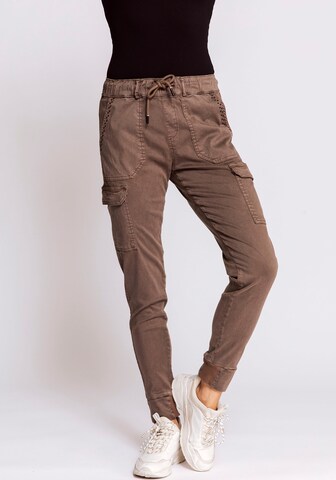 Zhrill Slim fit Cargo Pants 'Daisey' in Brown: front