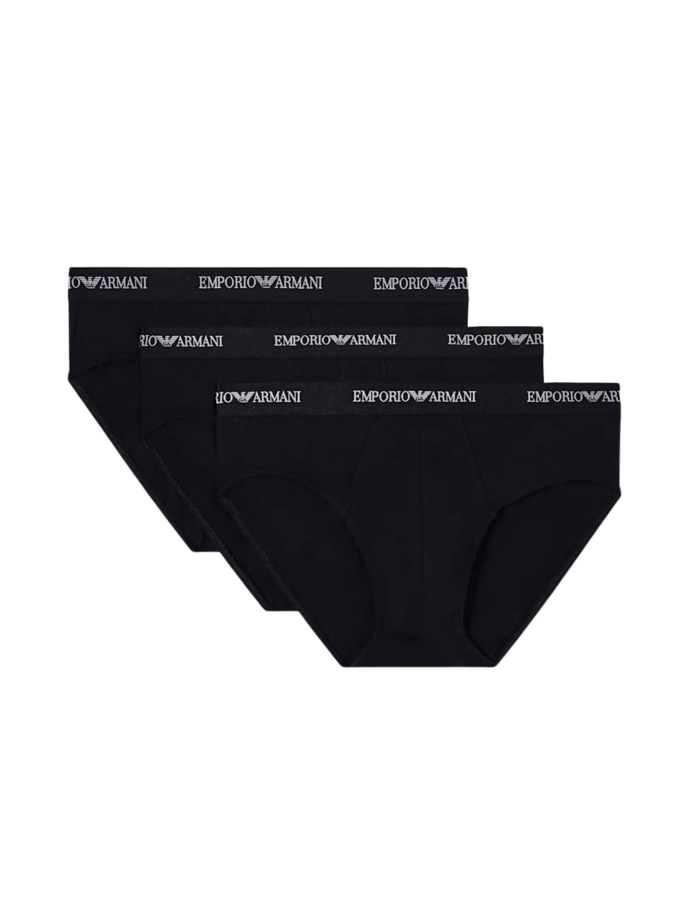 Emporio Armani Trosa '3-pack stretch jersey briefs' i svart: framsida