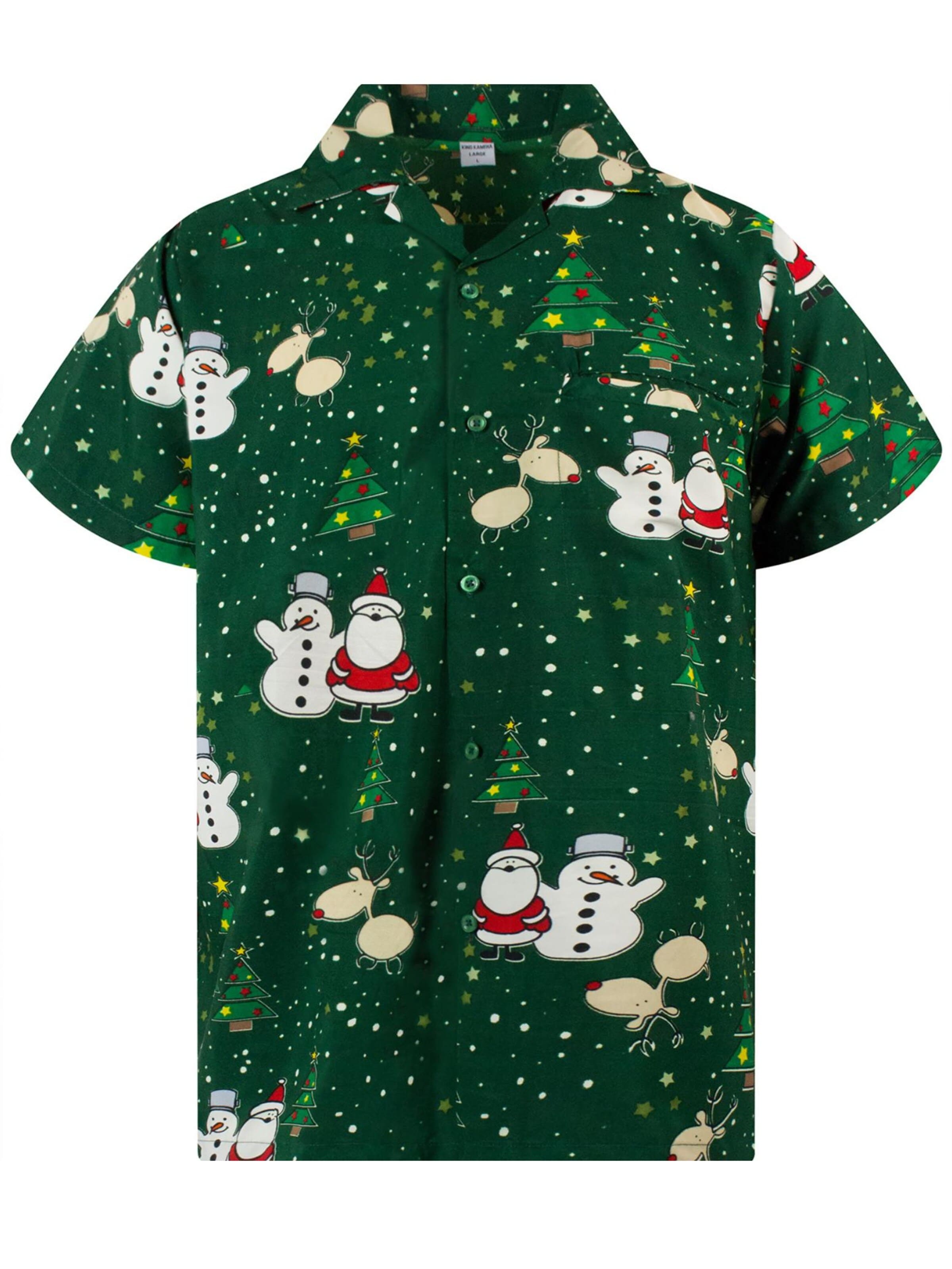 Regular fit Camicia 'Christmas Buddies' di King Kameha in verde: frontale
