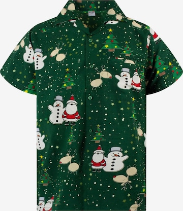 Regular fit Camicia 'Christmas Buddies' di King Kameha in verde: frontale