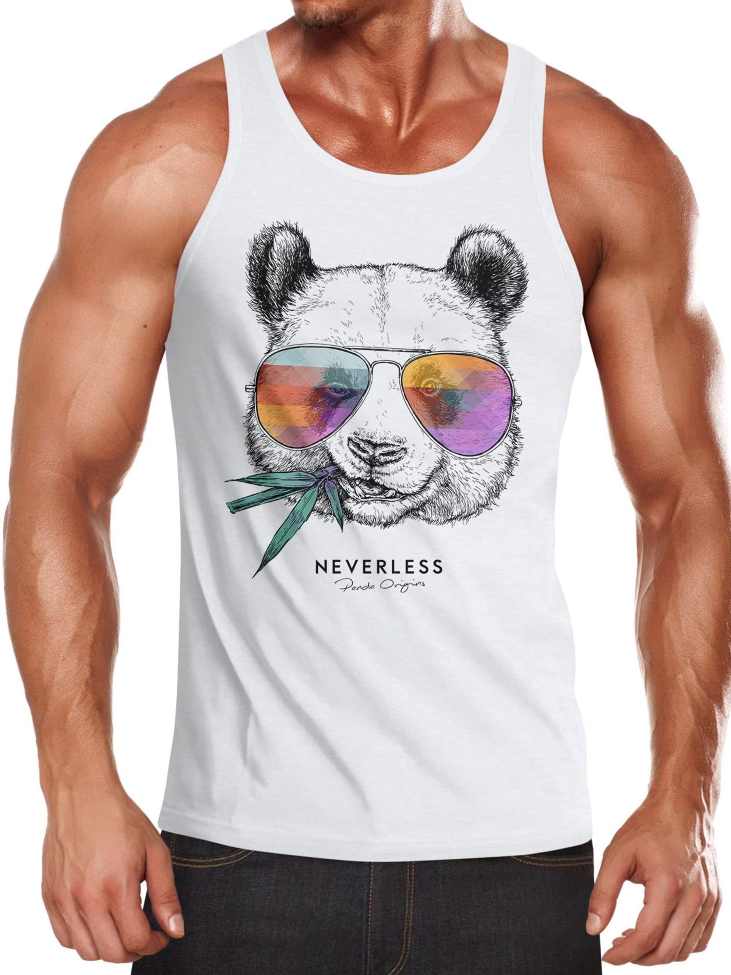 Neverless Shirt 'Panda Bambus' in White: front
