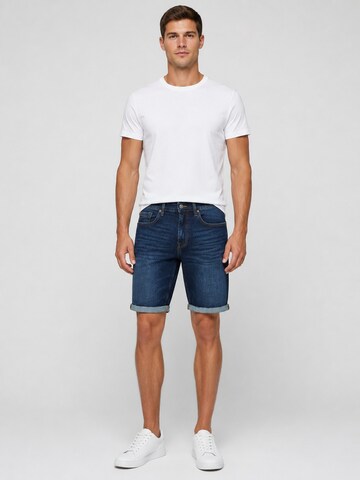 Boxeur des Rues - regular Vaquero 'Herren Jeansshorts Boxeur des Rues Palm Bay, Slim Fit, Dunkelblau, Goldene Nähte' en azul