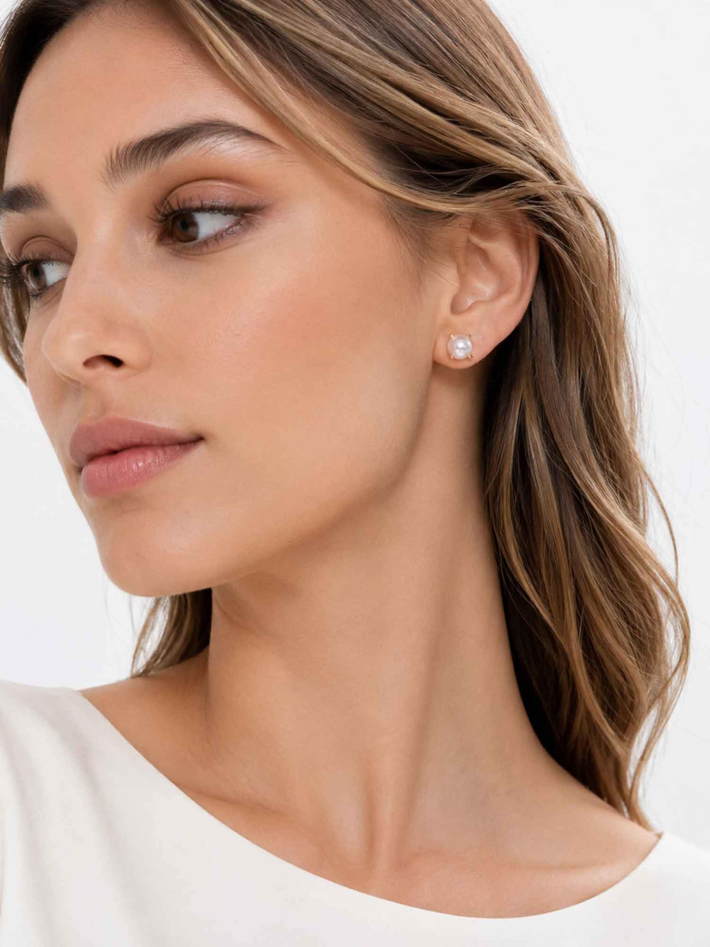 RteRme - Pendientes 'Nuala Earrings Pearl' en oro