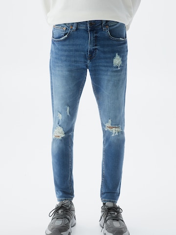 Pull&Bear Skinny Jeans i blå: framsida