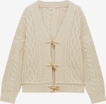 Pull&Bear Knit Cardigan in Beige: front