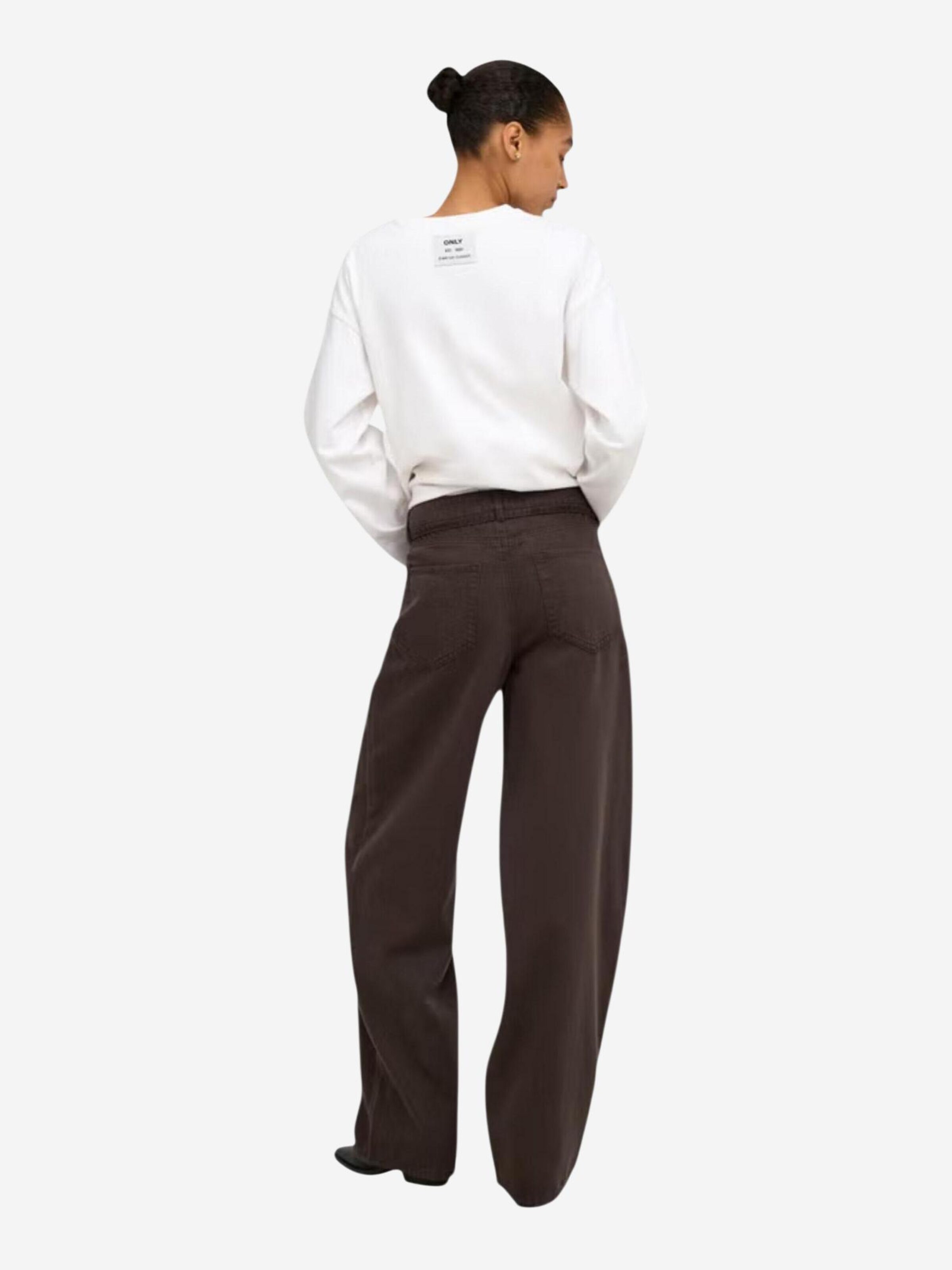 Wide leg Jeans 'ONLGIANNA-SILLA MW ST BELT PANT PNT NOOS 15372521' di ONLY in marrone