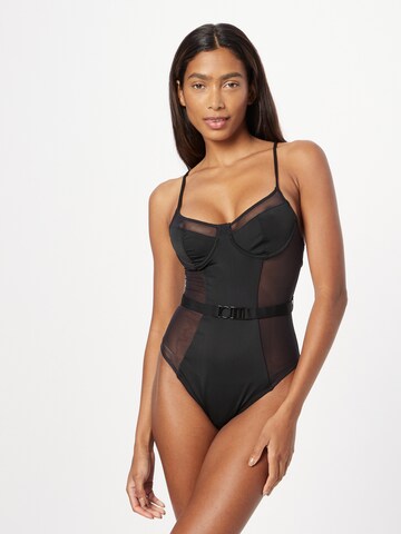 Solid & Striped Bralette Swimsuit 'THE SPENCER' in Black: front