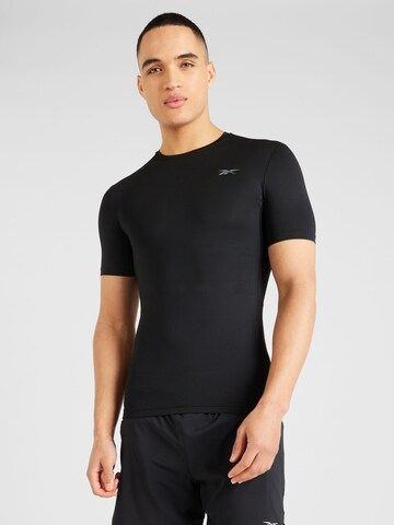 Reebok - Camiseta funcional en negro: frente